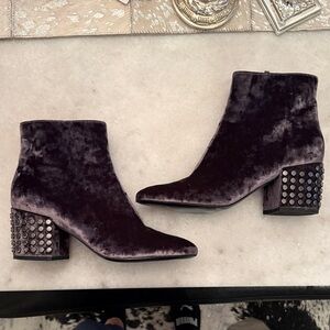 Kendall & Kylie Velvet Ankle Boots with Studded Heels